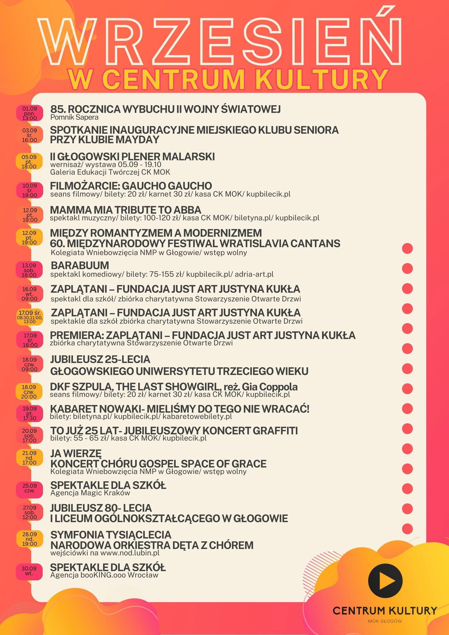 Ilustracja wprowadzenia: Wrzesień w Centrum Kultury MOK